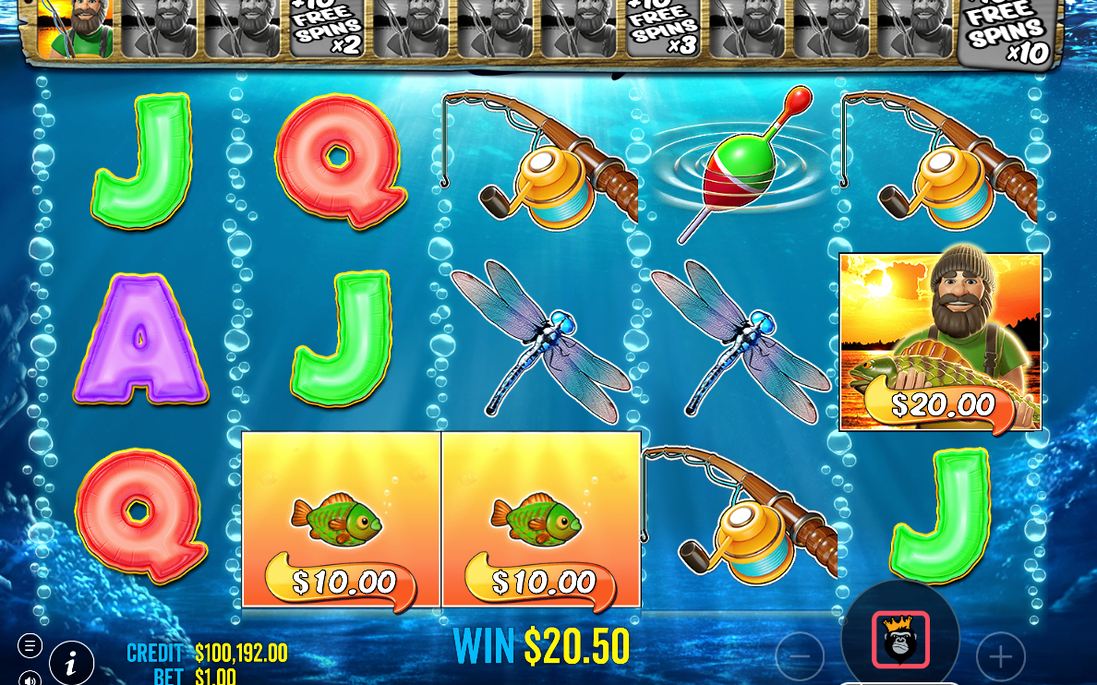 Free Spins-rundan med Fisherman Wild på hjulen