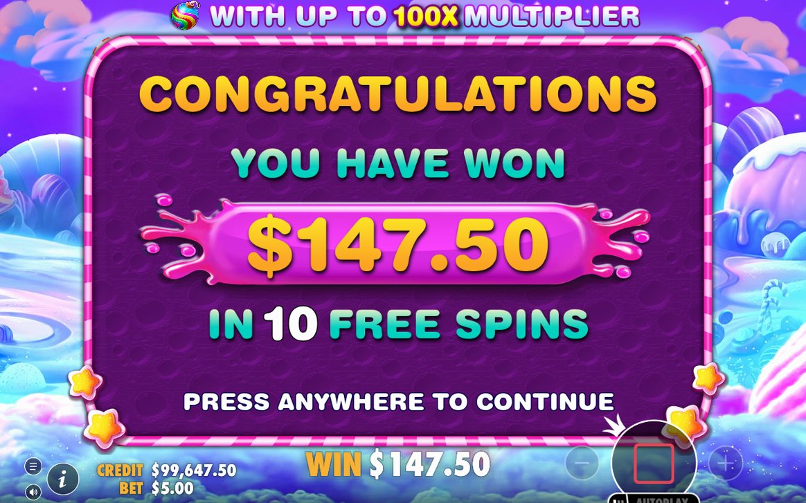 Vinstvisning efter tumble, med summan från spinnet